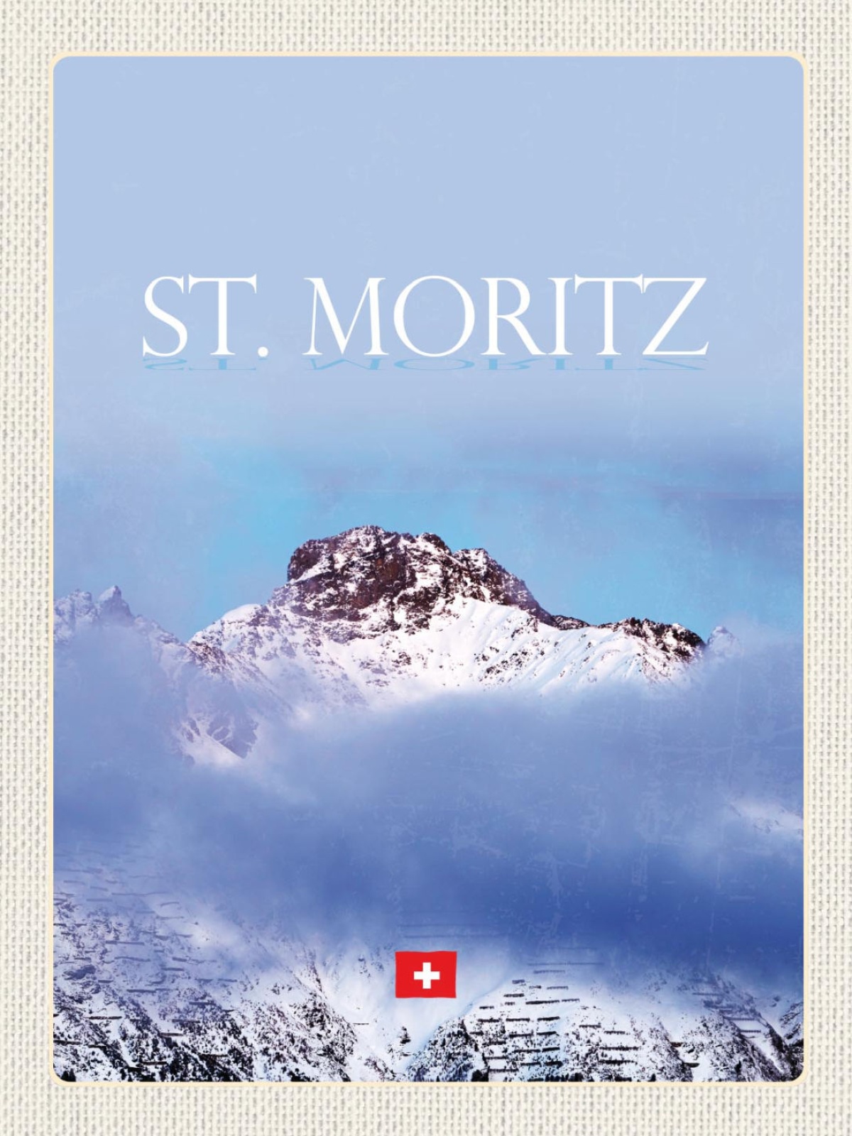 Schild St. Moritz Schweiz Gebirge Berg Schnee 12x18 20x30 30x40 Blech od. Holz