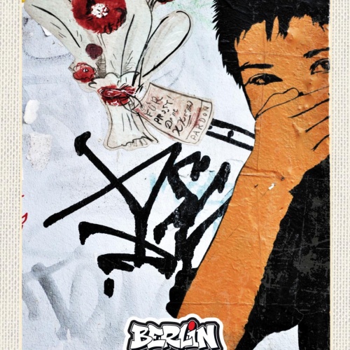 Schild Berlin Street Art Graffiti Blumenstrauß D 12x18 20x30 30x40 Blech/Holz