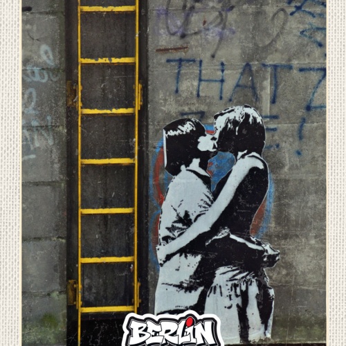 Schild Berlin Street Art Graffiti Paar Kuss D 12x18 20x30 30x40 Blech/Holz