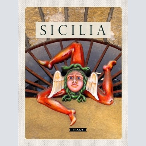 Schild Sicilia Italy Sizilien ITA Trinacria Symbol 12x18 20x30 30x40 Blech/Holz