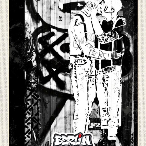 Schild Berlin Street Art Graffiti Paar Kuss D 12x18 20x30 30x40 Blech/Holz