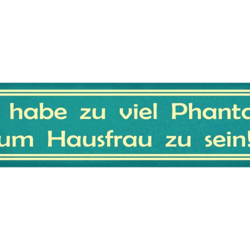 Schild Hausfrau Haushalt Phantasie Wohnung Putzen Kochen 46 x 10 Blech od. Holz
