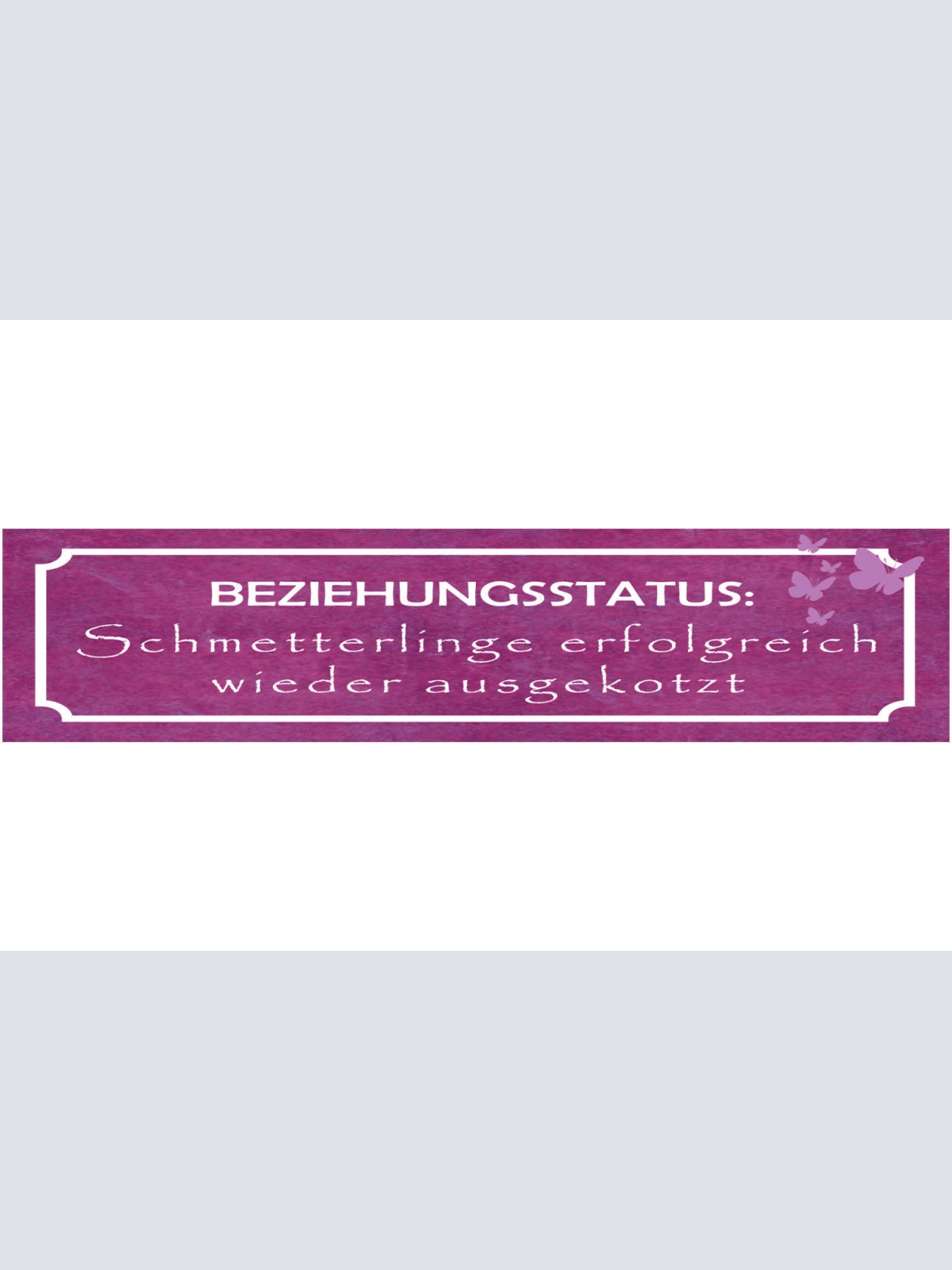 Schild Beziehung Status Schnetterlinge Trennung Liebe Ehe 46 x 10 Blech od. Holz