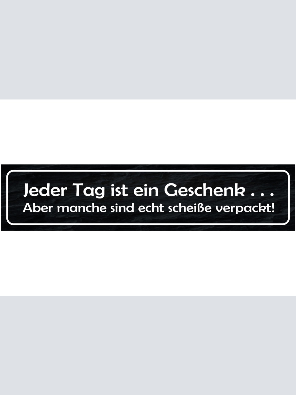 Schild Jeder Tag Geschenk Scheiße Verpackt Positiv Leben 46 x 10 Blech od. Holz