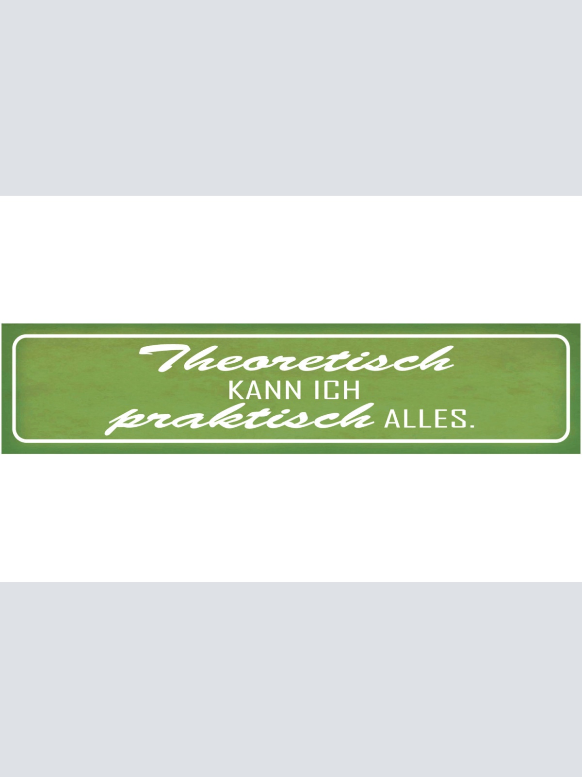 Schild Theoretisch Praktisch Können Fähigkeiten Arbeit Job 46 x 10 Blech od.Holz