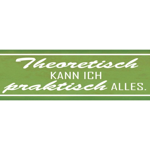 Schild Theoretisch Praktisch Können Fähigkeiten Arbeit Job 46 x 10 Blech od.Holz