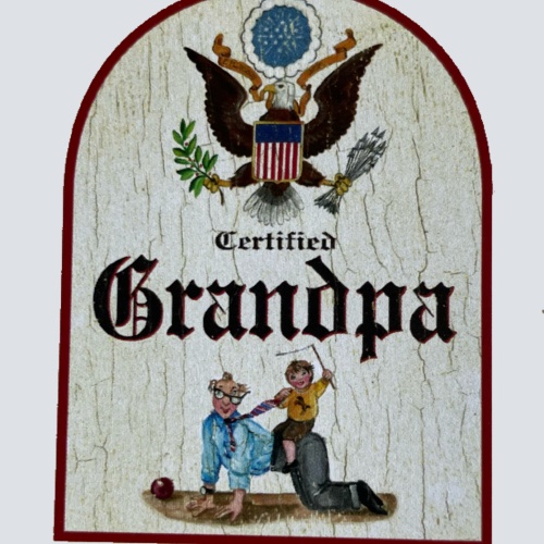 Nostalgie Holzschild Certified Grandpa Zertifizierter Opa Großvater Schild