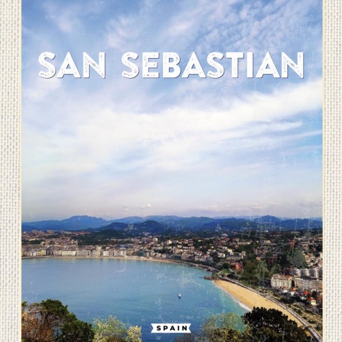 Schild San Sebastian Spain Spanien Hafen Meer 12x18 20x30 30x40 Blech od. Holz