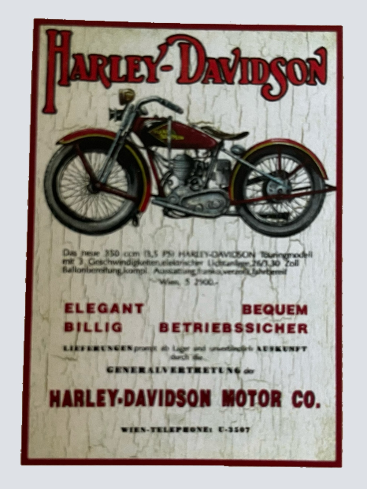 Nostalgie Holzschild Motor Co Motorrad Wien Elegant Moped Bike Biker Schild