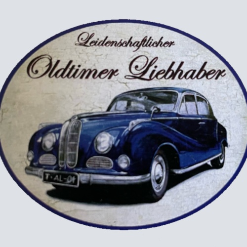 Nostalgie Holzschild Leidenschaftlicher Oldtimer Liebhaber BMW Schild