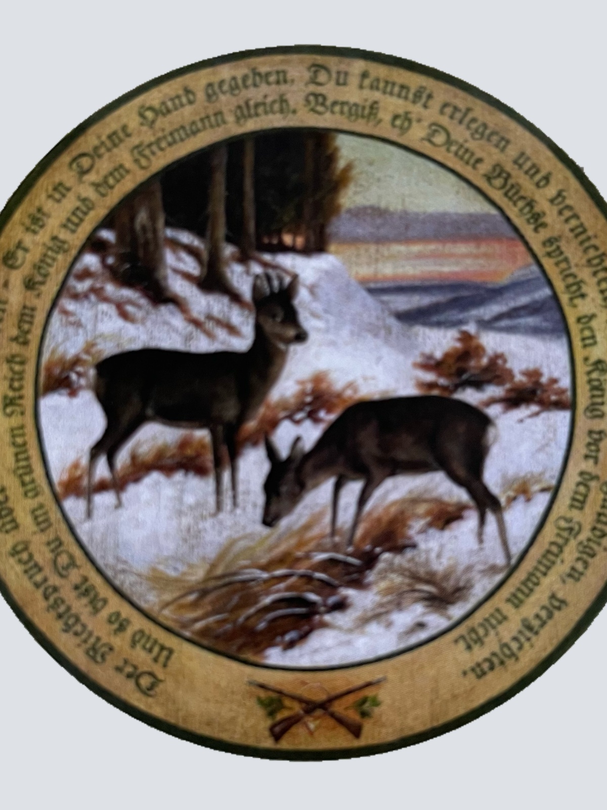 Nostalgie Holzschild Schützenscheibe Richtspruch Rehe Jagd Wild Jäger Schild