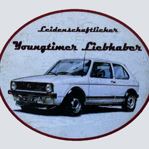 Nostalgie Holzschild Leidenschaftlicher Youngtimer Liebhaber VW Golf Schild