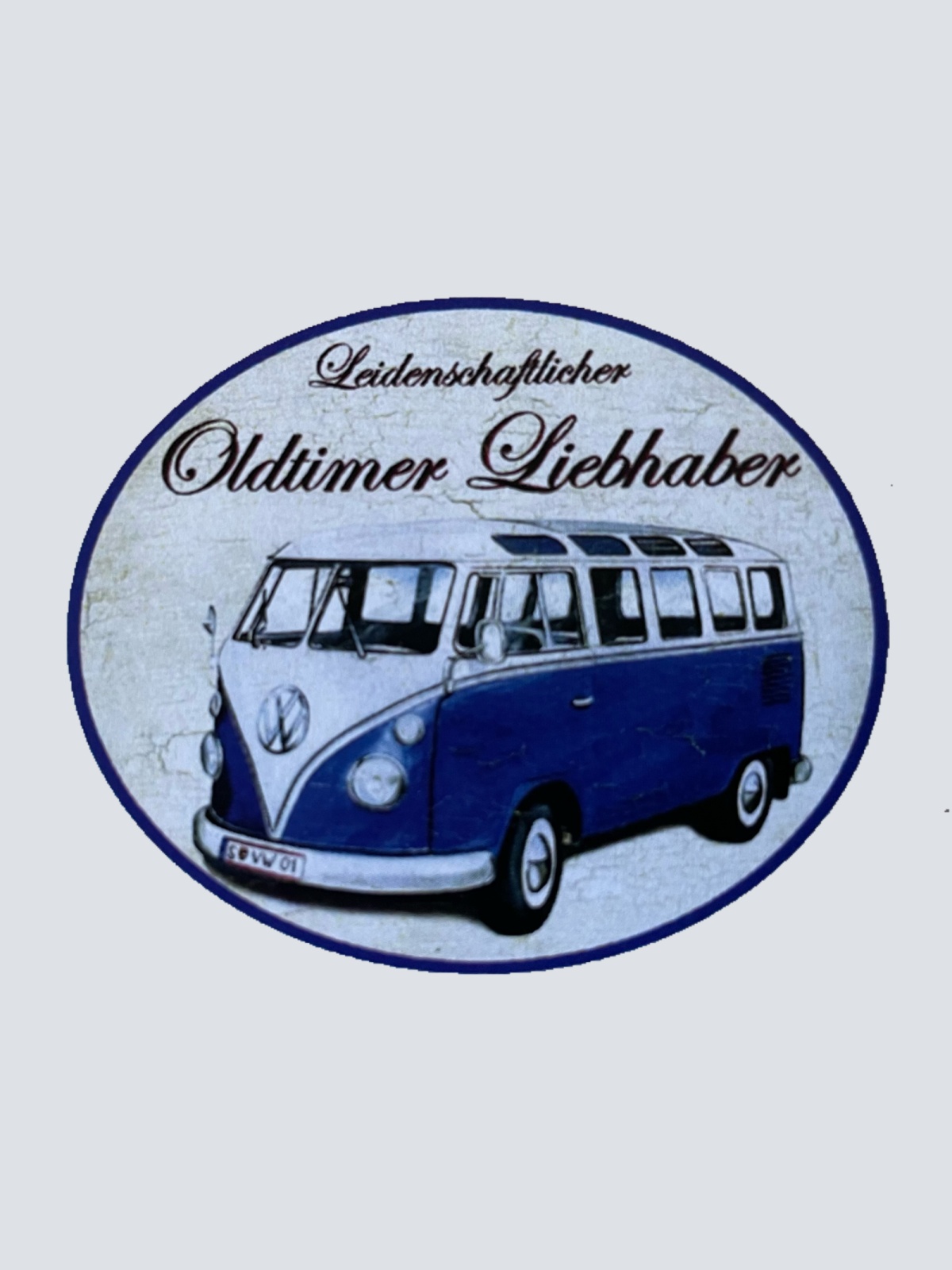Nostalgie Holzschild Leidenschaftlicher Oldtimer Liebhaber VW Bulli Bus Schild