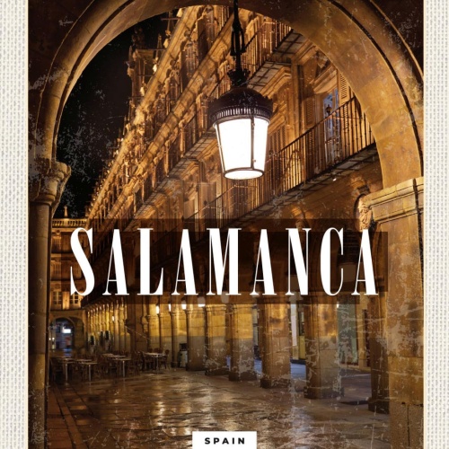 Schild Salamanca Spain Spanien Plaza Mayor Stadt 12x18 20x30 30x40 Blech/Holz