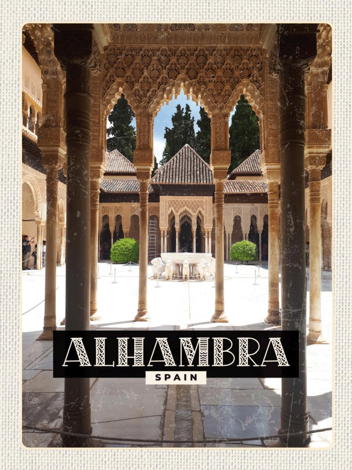 Schild Alhambra Spain Spanien Patio De Los Leones 12x18 20x30 30x40 Blech/Holz