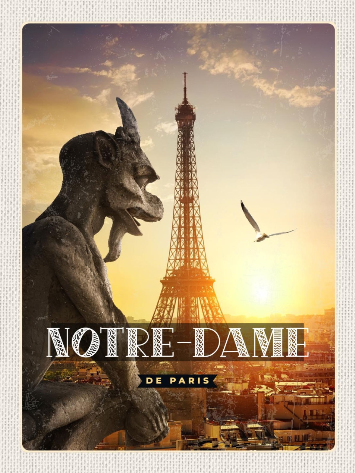 Schild Notre-Dame De France Frankreich Gargoyle 12x18 20x30 30x40 Blech od. Holz