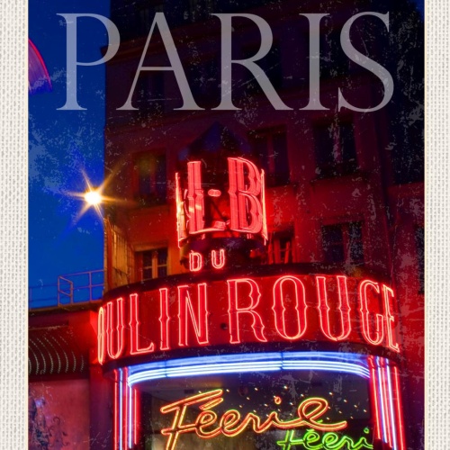 Schild Moulin Rouge Paris Frankreich Varieté 12x18 20x30 30x40 Blech od. Holz