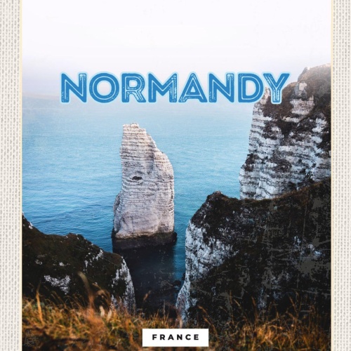 Schild Normandy France Normandie Frankreich Küste 12x18 20x30 30x40 Blech/Holz