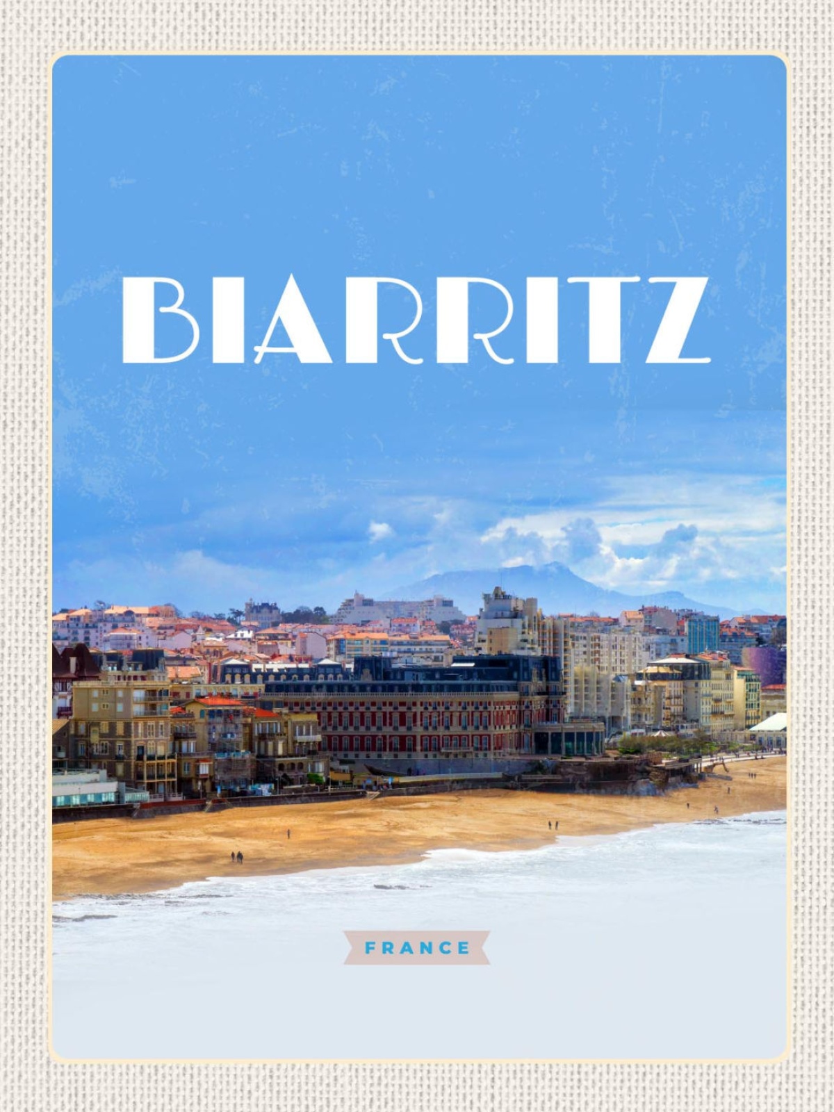Schild Biarritz France Frankreich Stadt Strand 12x18 20x30 30x40 Blech/Holz