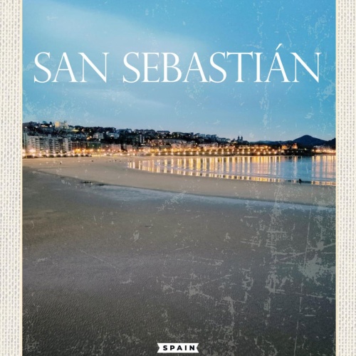 Schild San Sebastián Spain Spanien Strand Küste 12x18 20x30 30x40 Blech od. Holz
