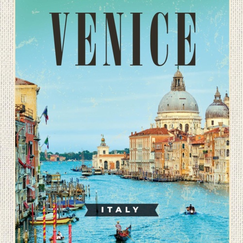 Schild Venice Italy Venedig Italien Stadt Hafen 12x18 20x30 30x40 Blech/Holz