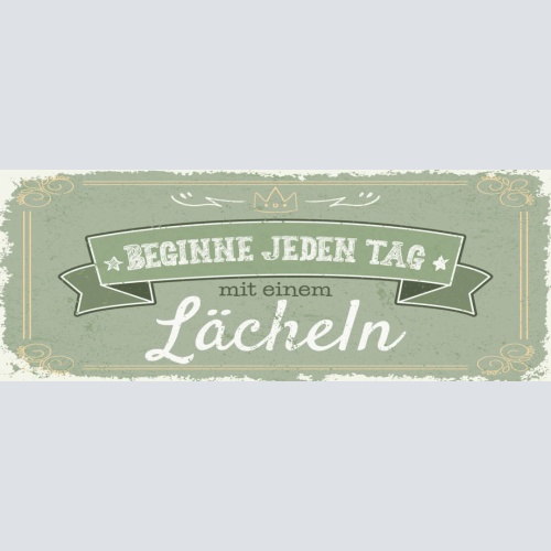 Schild Beginne Jeden Tag Mit Einem Lächeln Leben Positiv 27x10 Blech od.Holz