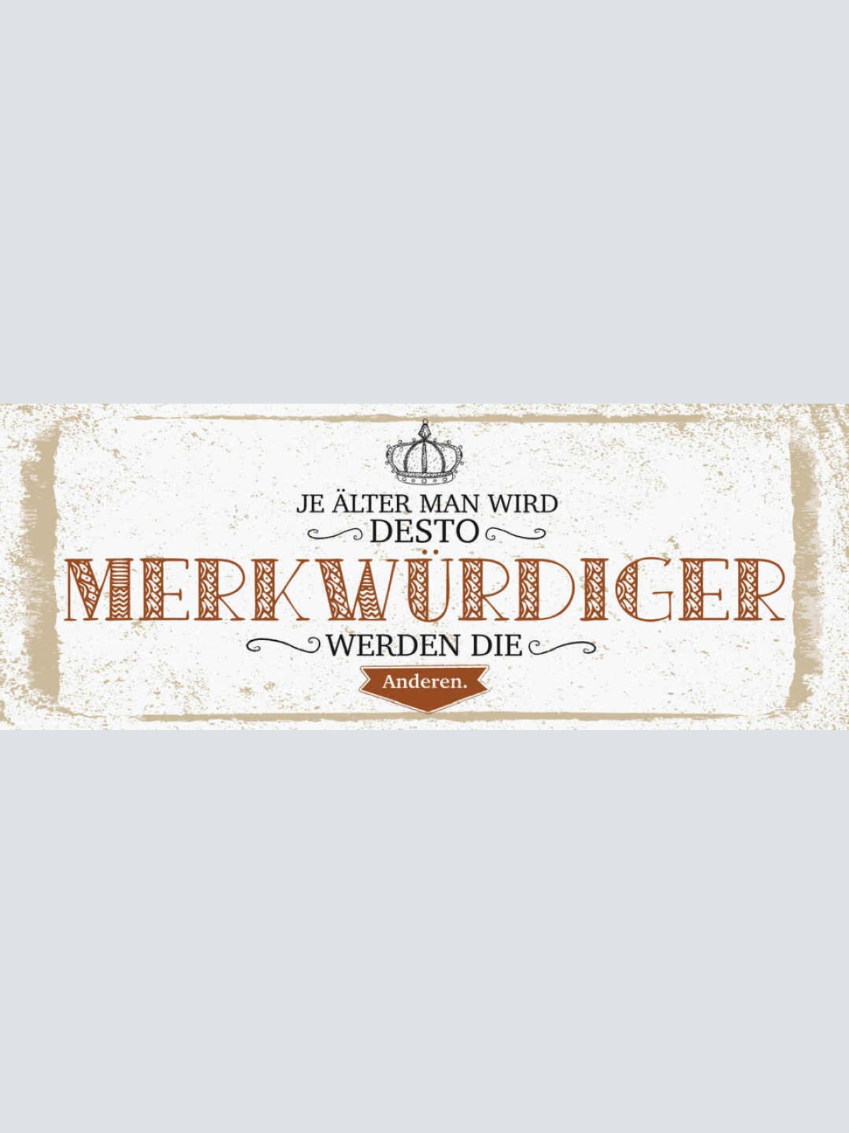 Schild Je Älter Man Wird Desto Merkwürdiger Werden Die Anderen Alter Alt 27x10