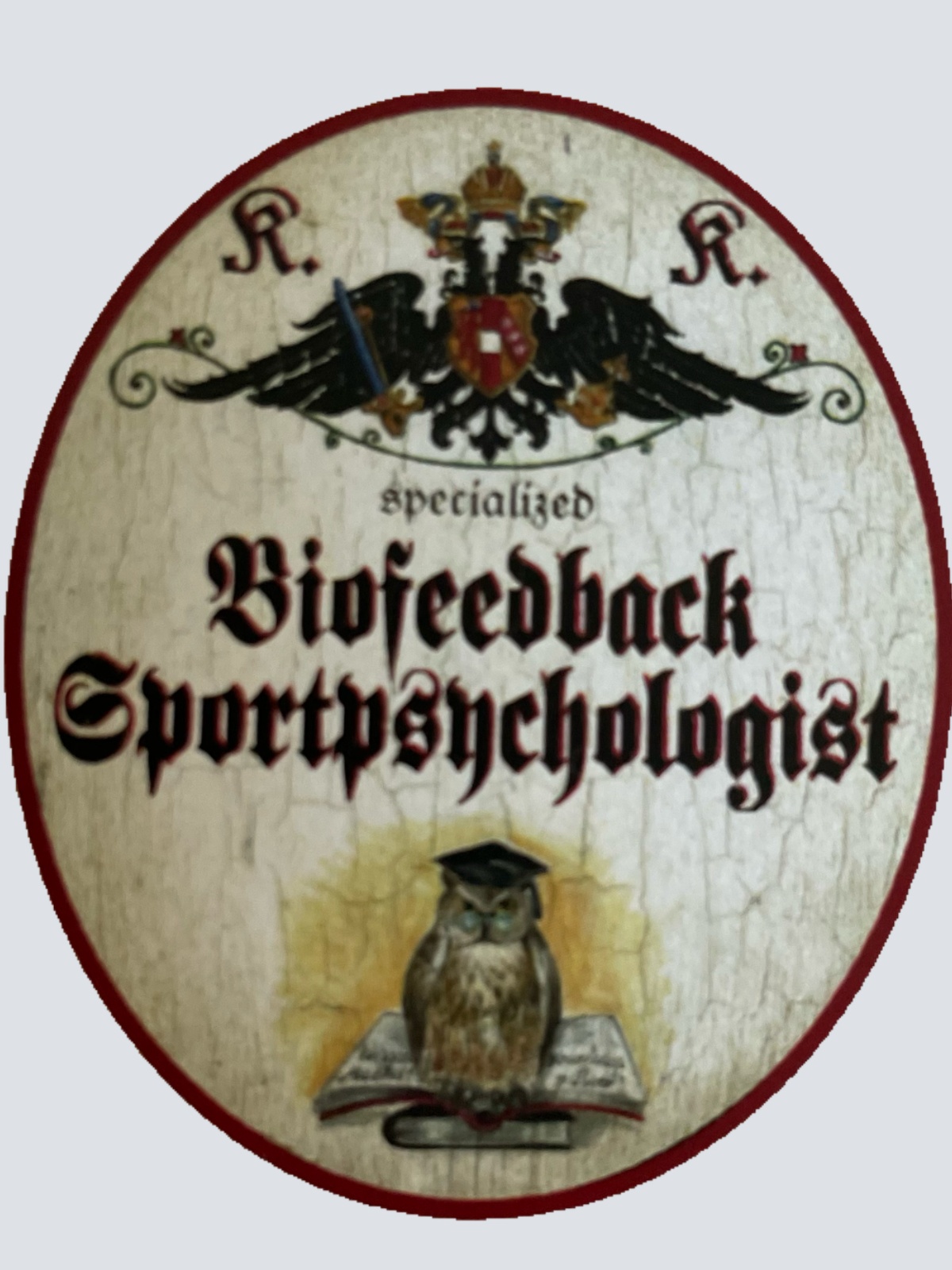 KuK Nostalgie Holzschild Specialized Biofeedback Sportpsychologist Schild