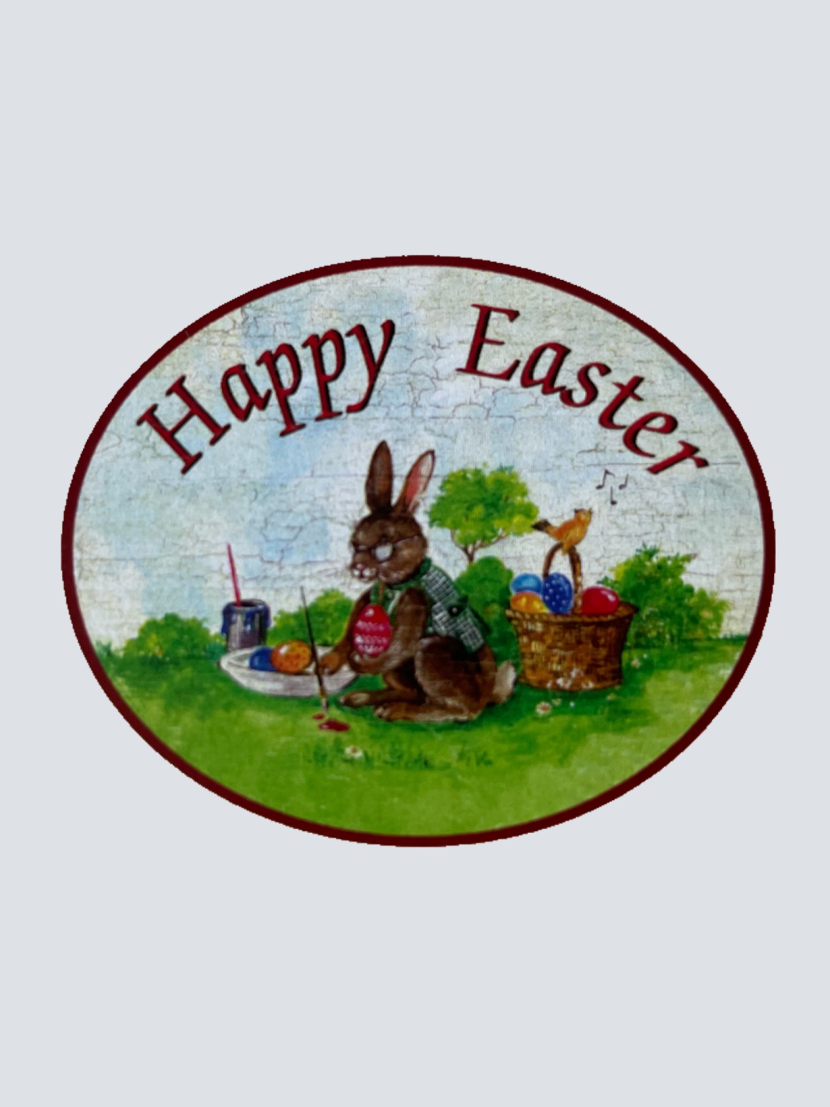 Nostalgie Holzschild Happy Easter Frohe Ostern Osterhase Ostereier Malen Schild