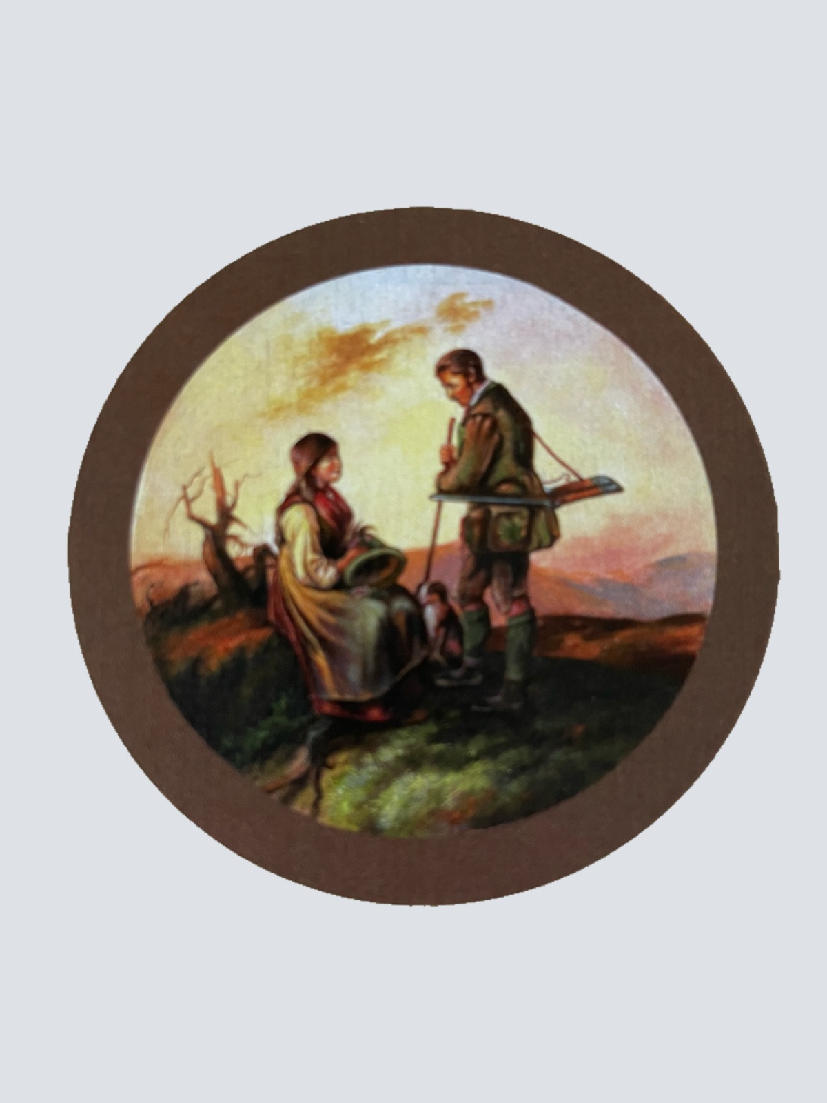 Nostalgie Holzschild Schützenscheibe Paar Mit Hund Trachten Jagd Ehepaar Schild