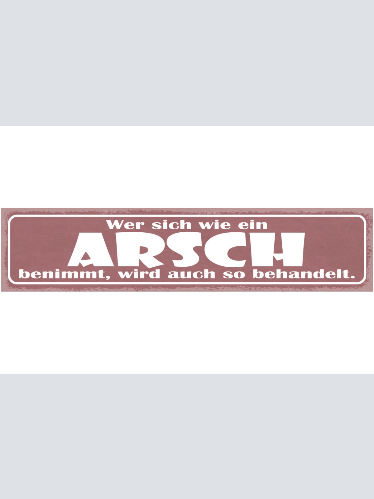 Schild Wer Sich Wie Ein Arsch Benimmt Wird Auch So Behandelt 46 x 10