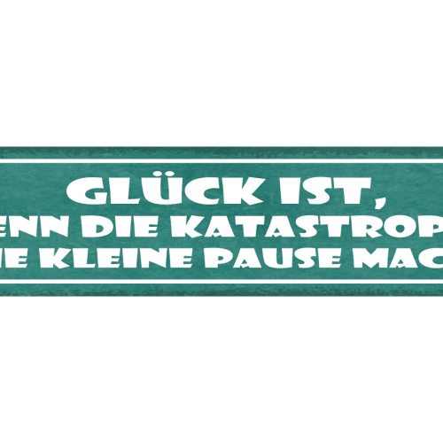 Schild Glück ist Wenn Die Katastrophe Eine Kleine Pause Macht 46 x 10