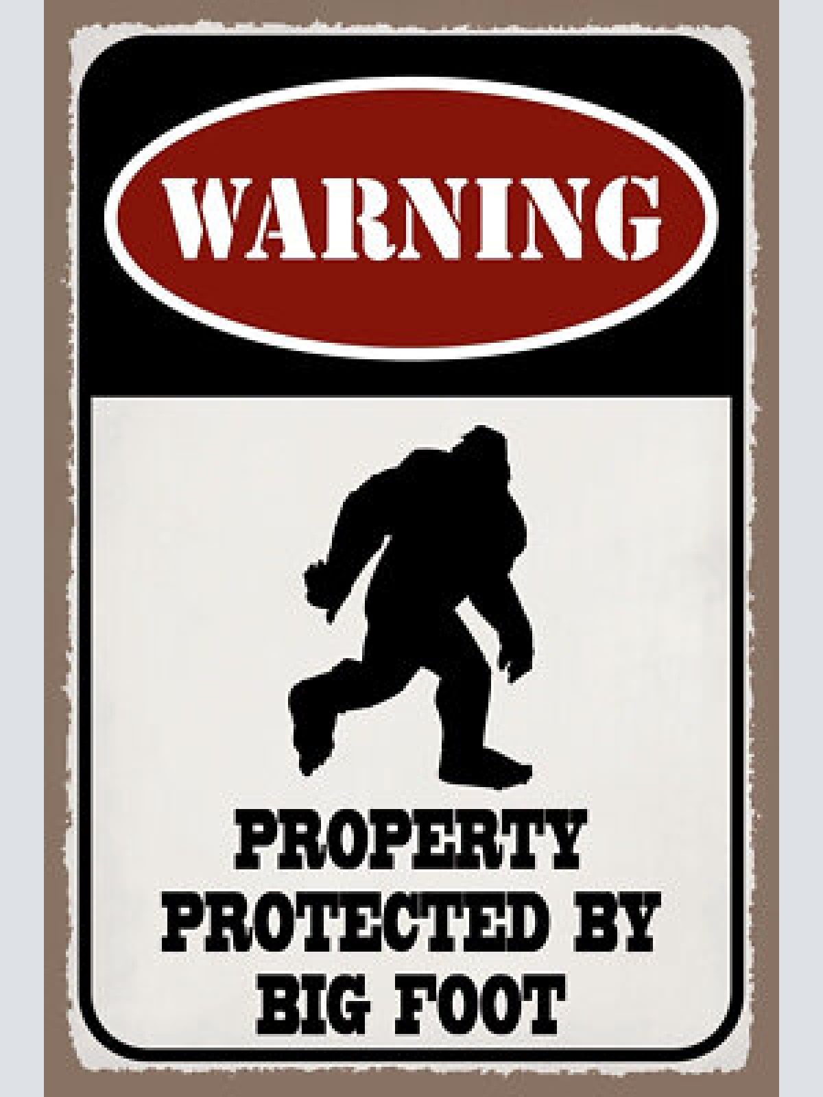 Schild big foot grundstück bewacht haus 12x18 / 20x30 / 30x40 blech od. holz