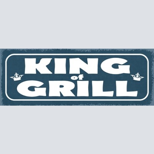 Schild king of grill griller grillen bbq könig fleisch koch 27x10 blech od.holz