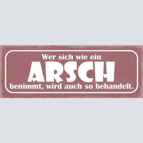 Schild wer sich wie ein arsch benimmt wird auch so behandelt 27x10 blech od.holz