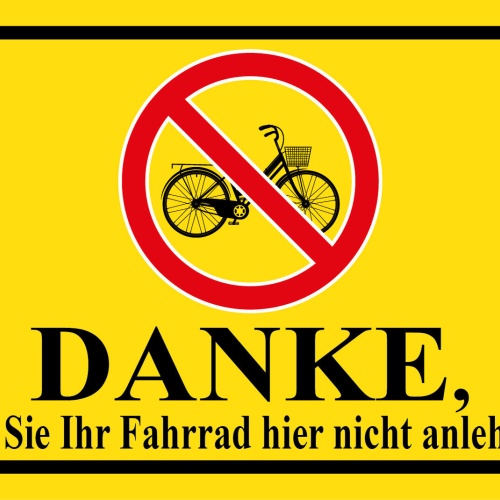 Schild Danke Fahrrad hier nicht anlehnen 12x18 / 20x30 / 30x40 Blech od. Holz