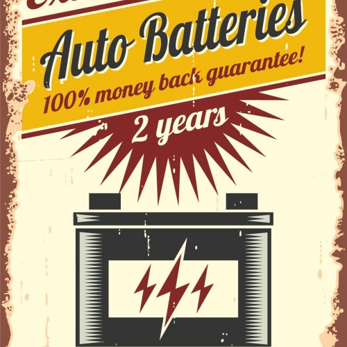 Nostalgie Schild Auto Batteries Extra Life! 12x18 / 20x30 / 30x40 Blech od. Holz