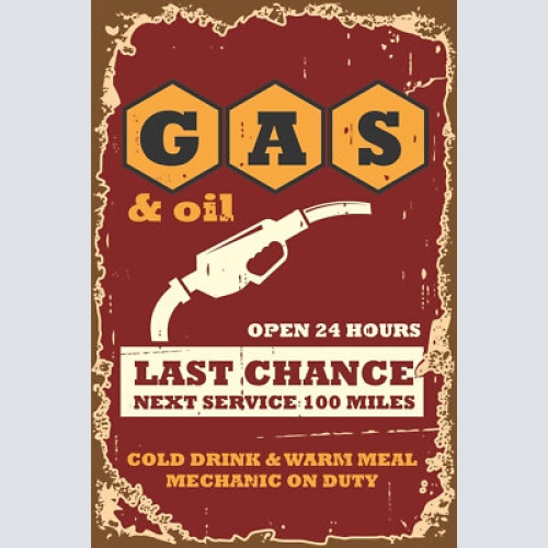 Nostalgie schild gas & oil tankstelle benzin 12x18 / 20x30 / 30x40 blech od.holz