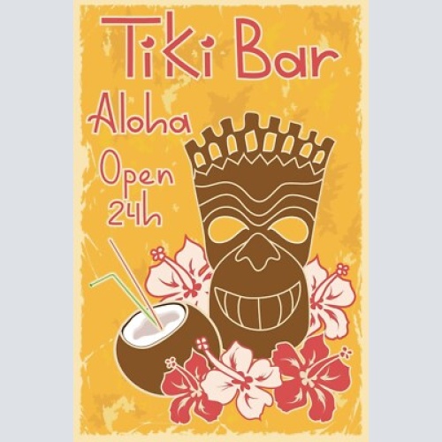 Nostalgie schild tiki bar aloha open 24h 12x18 / 20x30 / 30x40 blech od. holz