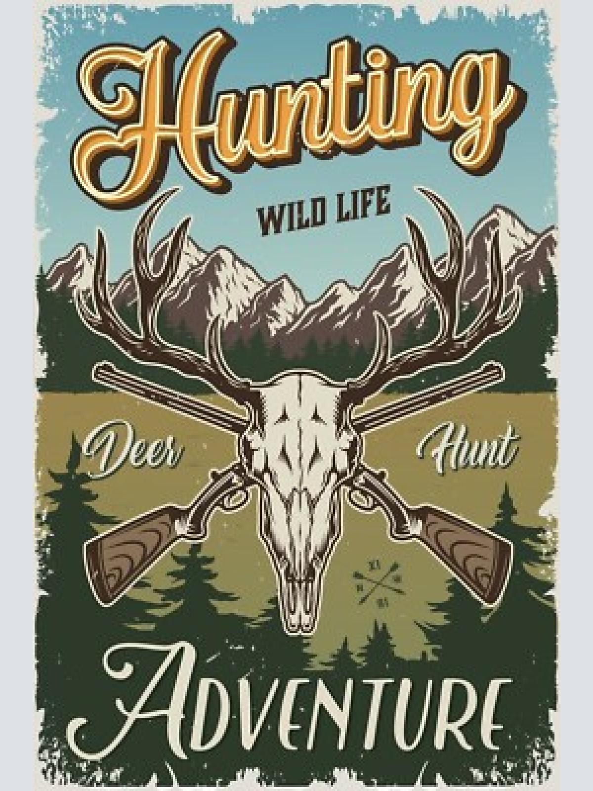 Nostalgie schild hunting wild life deer jagd 12x18 / 20x30 / 30x40 blech od.holz