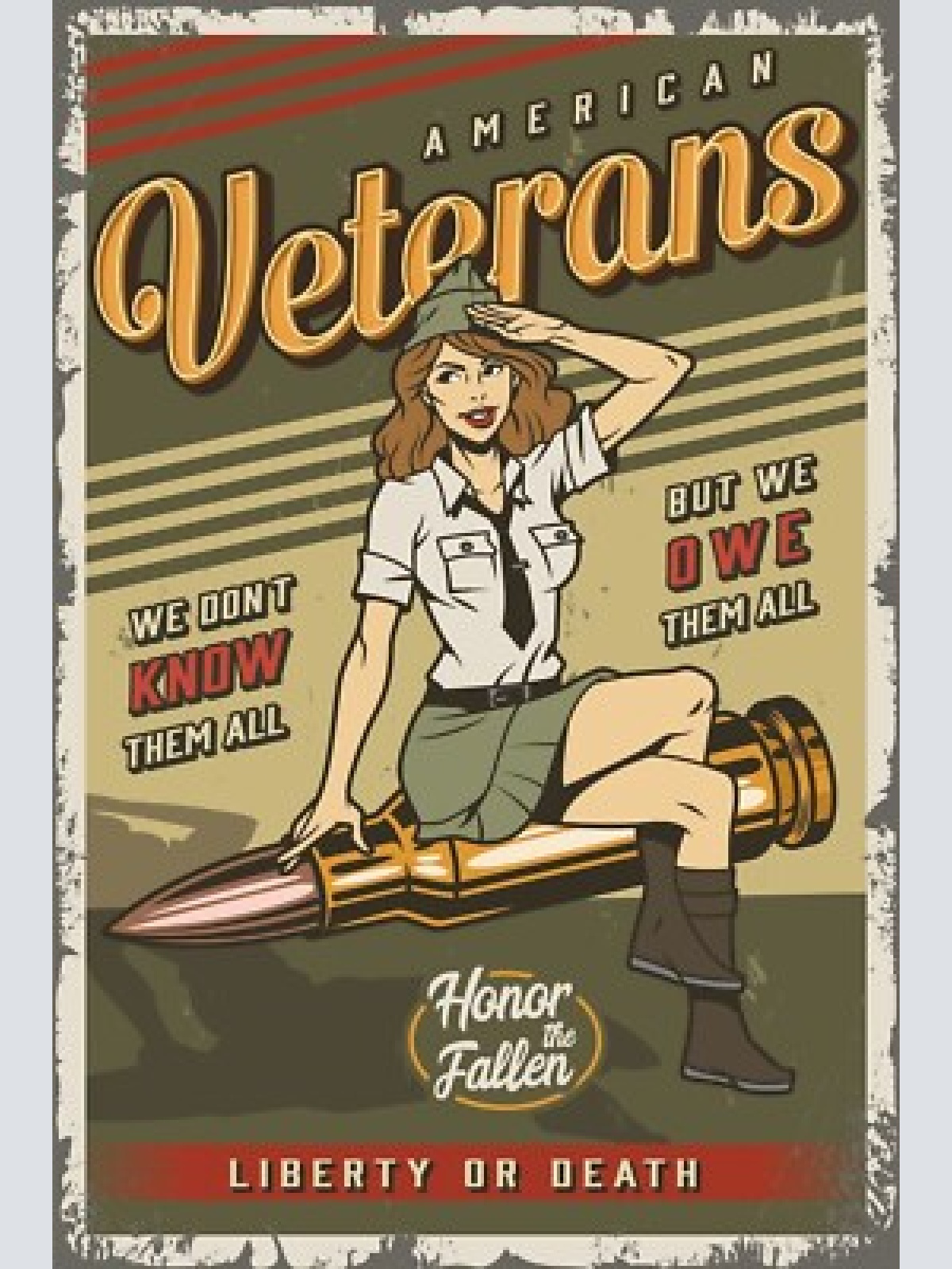 Nostalgie schild american veterans frau 12x18 / 20x30 / 30x40 blech od. holz