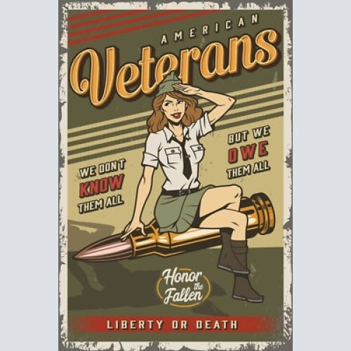 Nostalgie schild american veterans frau 12x18 / 20x30 / 30x40 blech od. holz