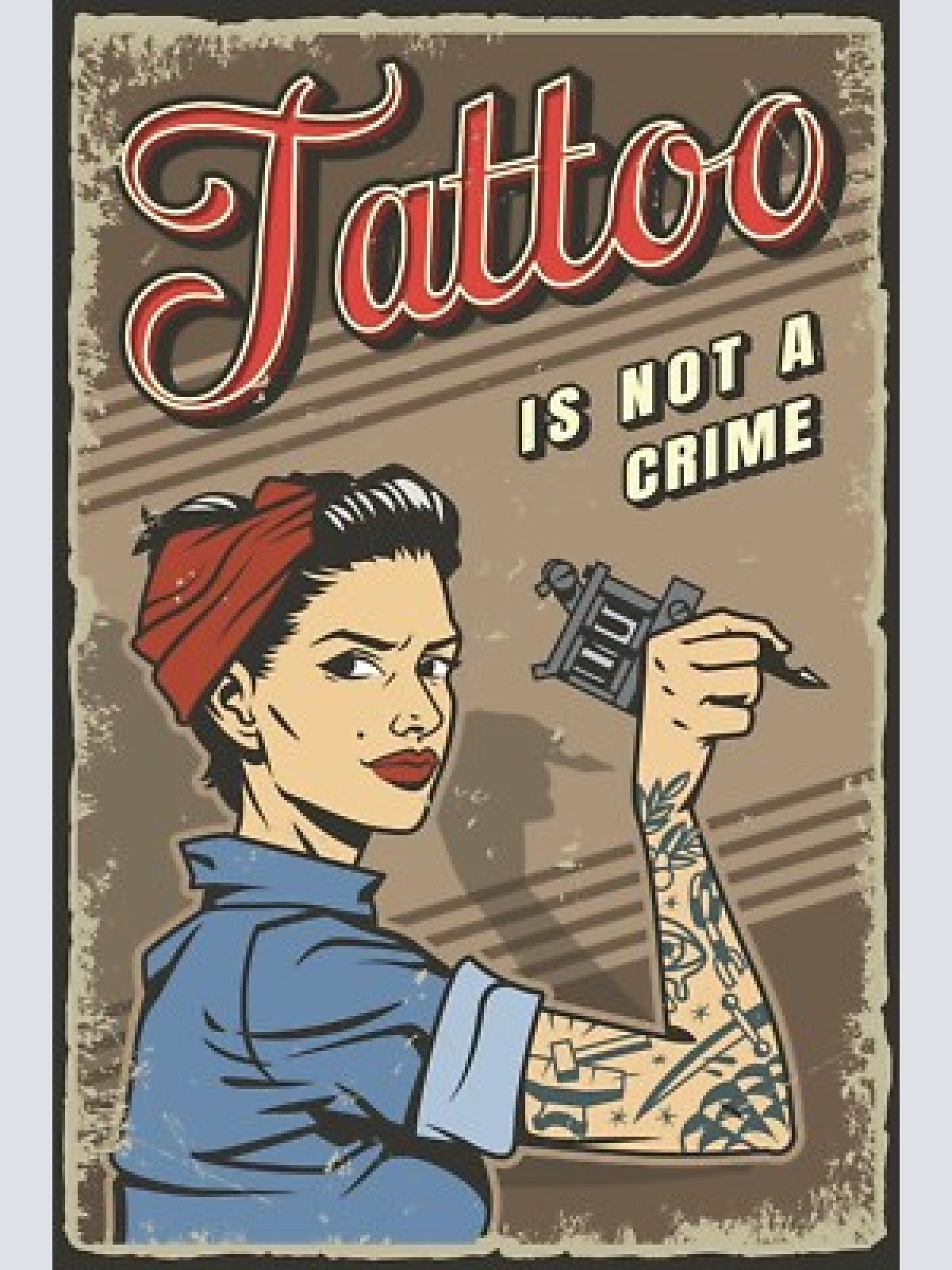 Nostalgie schild tattoo is not a crime frau 12x18 / 20x30 / 30x40 blech od. holz