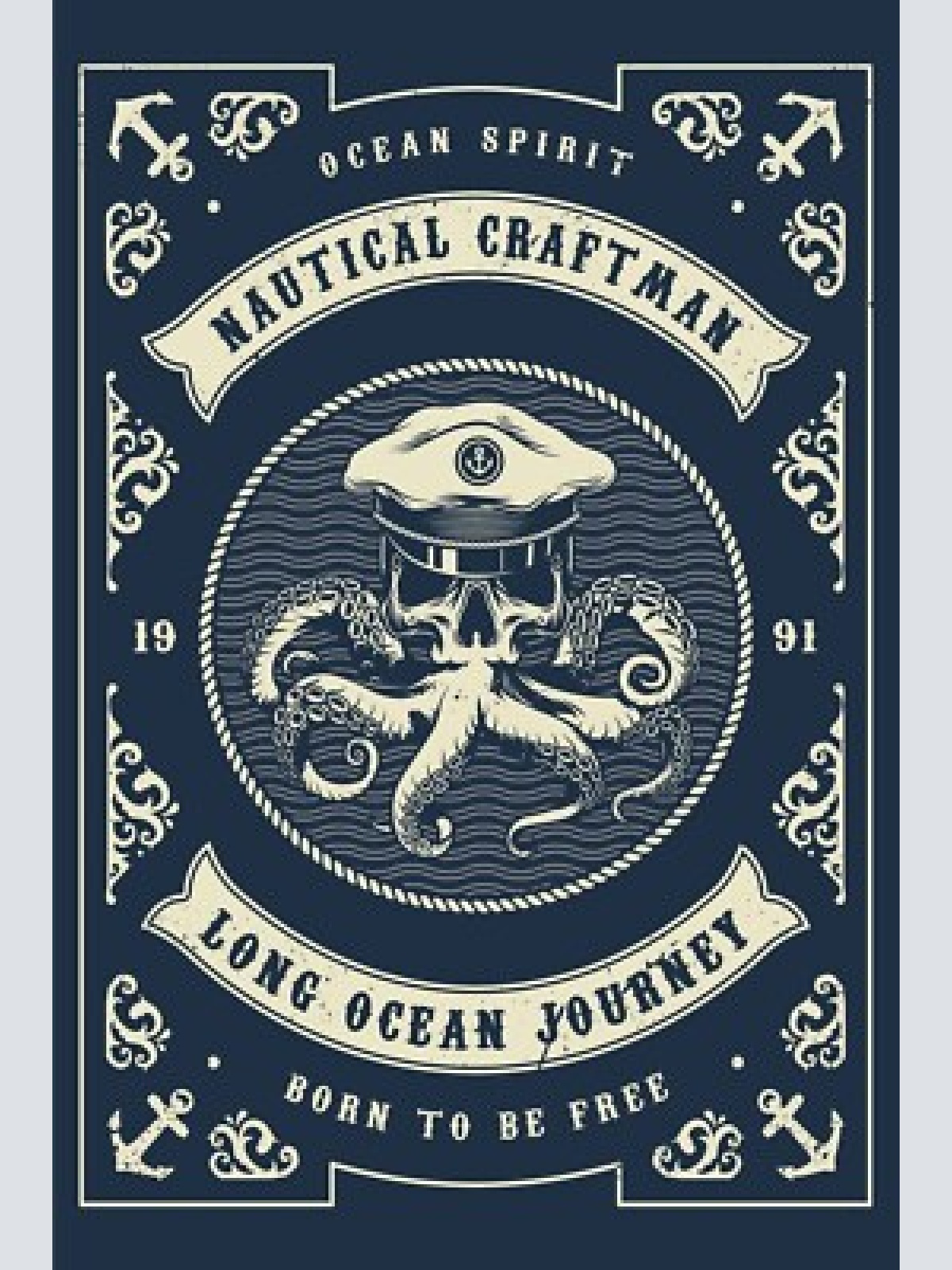 Nostalgie schild naut. craftman kraken ozean 12x18 / 20x30 / 30x40 blech od.holz