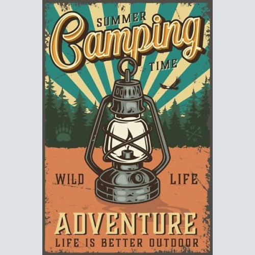 Nostalgie schild summer camping time laterne 12x18 / 20x30 / 30x40 blech od.holz