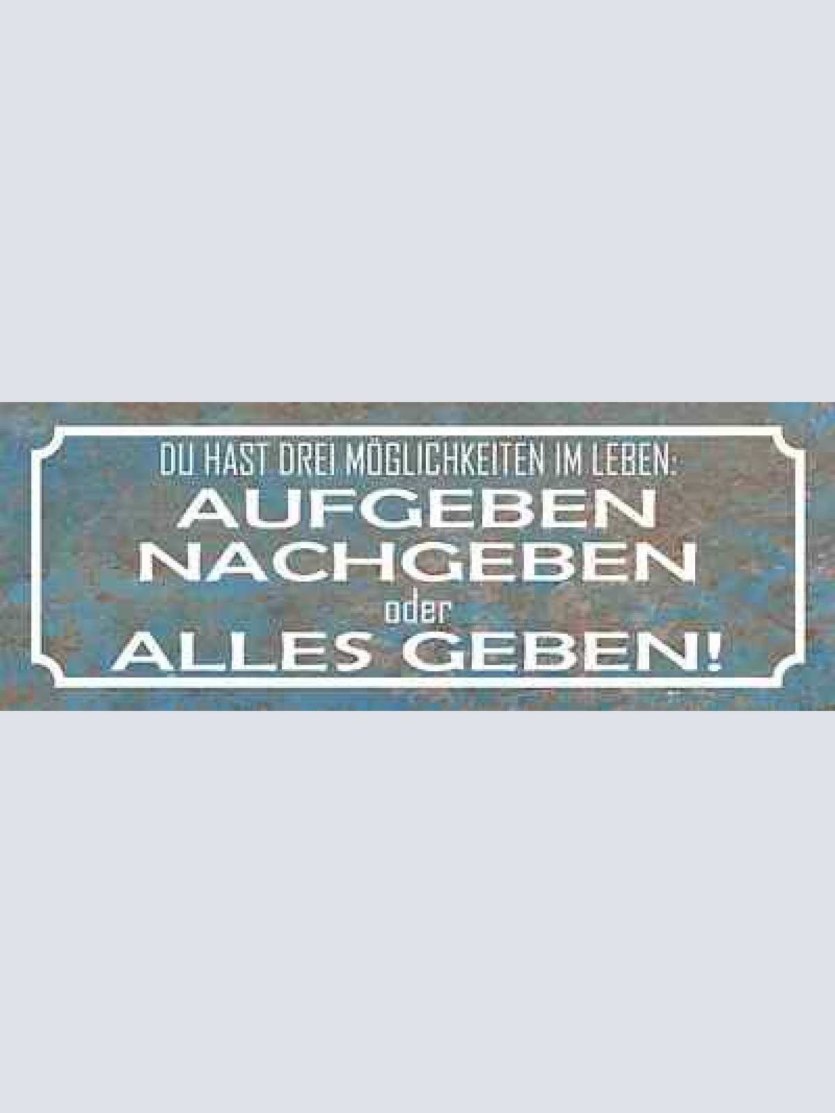 Schild 3 möglichkeiten im leben aufgeben nachgeben oder alles geben 27x10