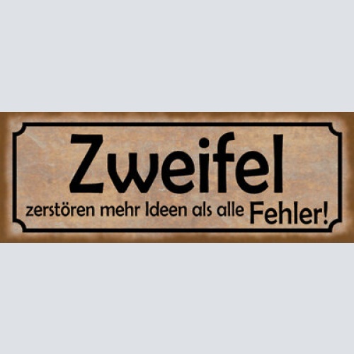Schild zweifel zerstören mehr ideen als alle fehler unsicher 27x10 blech od.holz
