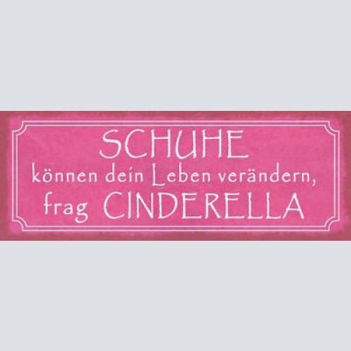 Schild schuhe können dein leben verändern frag cinderella 27x10 blech od.holz