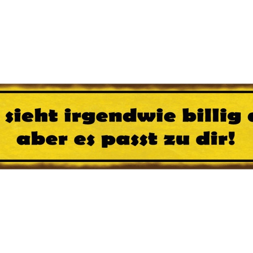 Schild Sieht Irgendwie Billig Aus Passt Zu Dir Kleidung 46 x 10 Blech od. Holz
