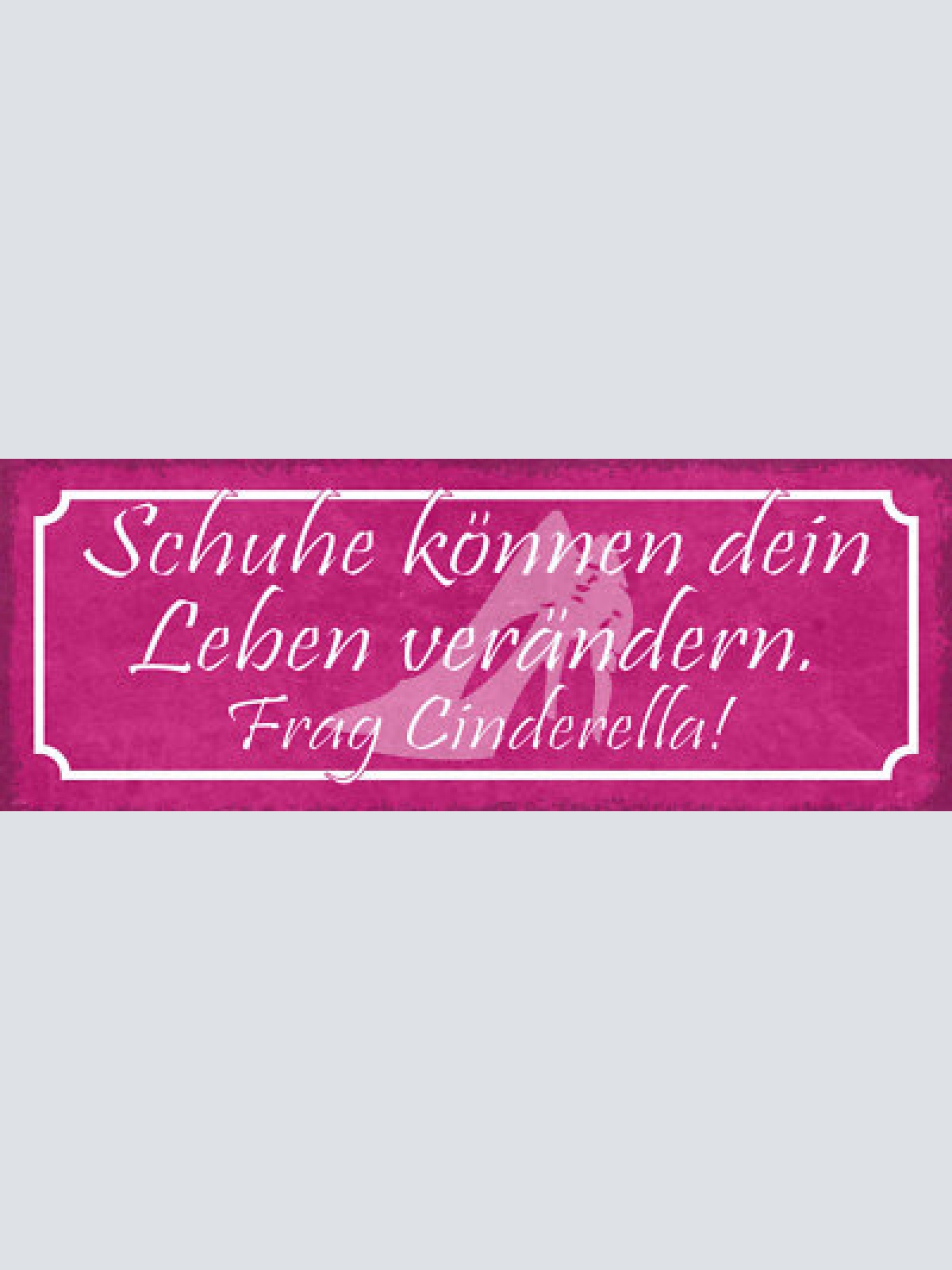 Schild schuhe können dein leben verändern frag cinderella 27x10 blech od.holz